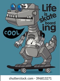 skater, robot dino vector design