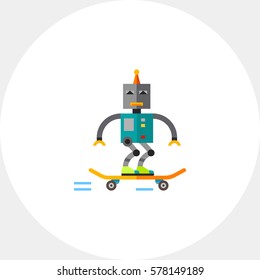 Skater Robot Skating Icon