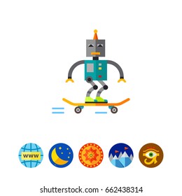 Skater Robot Skating Icon