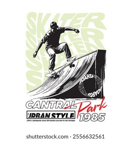 Skater, skate park, illustration tee graphic design