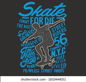 skater and skateboard vector design for t shirt 