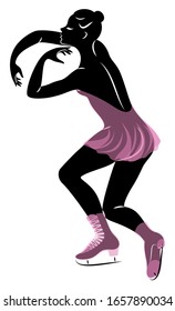 Skater skates on ice. The girl is beautiful and slender. Lady athlete, figure skater. Vector illustration.