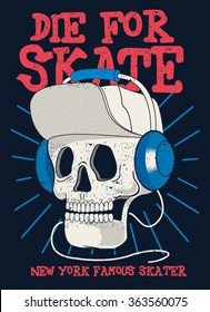 skater, skull vector design