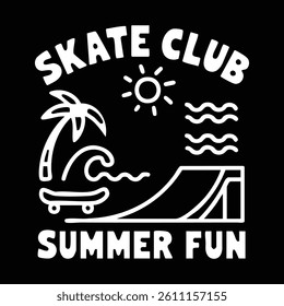 Skater slogan print with skateboard illustration, Skate club slogan for graphic tee t shirt and other uses.