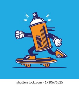 Skater Spray Can Graffiti Bomber Skateboarding Character Design
