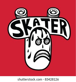 Skater Sticker - Vector Illustration