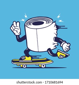 Skater Tissue Roll Toilet Paper Skateboarding Character Design