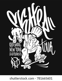 Skater tour, t-shirt graphics design vector illustration