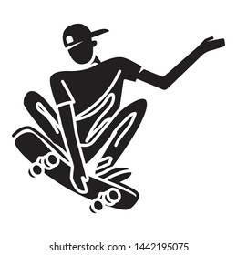 Skater trick hello icon. Simple illustration of skater trick hello vector icon for web design isolated on white background