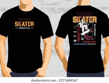 Skater tshirt design, typography graphics and vector illustrations