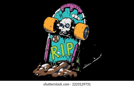 skater typography slogan with graphic skateboard illustration