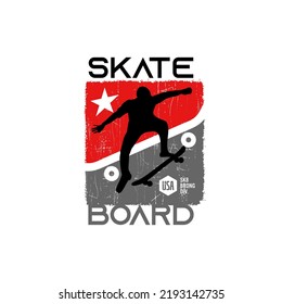 skater Typography tee shirt design vector illustration.