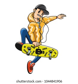 Skater vector design tshirt print isolated illustration