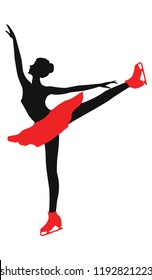 Skater - woman dances on skates - isolated on white background - vector. Winter sports