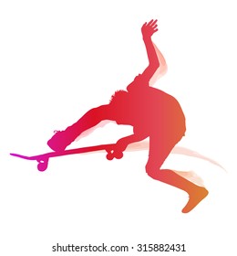 Skaterboarder performing a trick. Vector illustration.