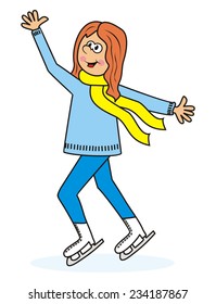skater,girl with skates, vector icon, single person