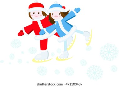 skaters boy and girl on a white background