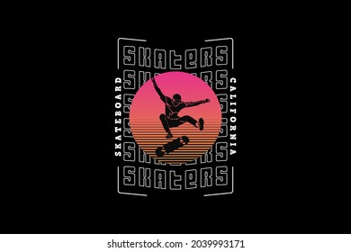 Skaters, design silhouette retro style