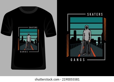 Skaters Gang Retro Vintage T Shirt Design