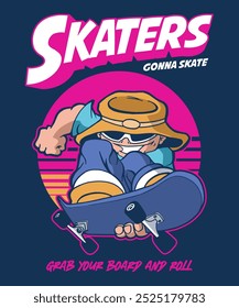 Skaters Gonna Skate Cartoon Illustration Design