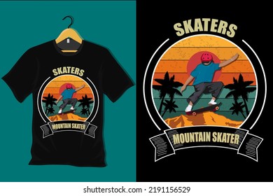 Skaters Mountain Skater Retro Vintage T Shirt Design