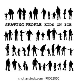 Skaters on the ice-rink (winter silhouettes)