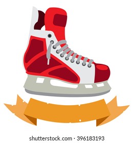 Skates with a banner for an inscription, hockey ammunition, sports equipment.