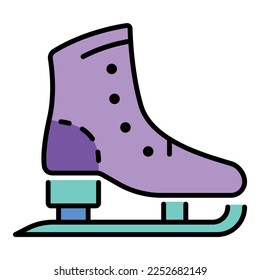 Skates boot icon. Outline skates boot vector icon color flat isolated on white