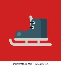 Skates flat icon isolated on blue background. Simple Winter sign symbol in flat style. New year and winter holiday elements Vector illustration for web and mobile design.