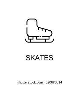 Skates flat icon. Single high quality outline symbol of sport equipment for web design or mobile app. Thin line signs of skates for design logo, visit card, etc. Outline pictogram of skates 