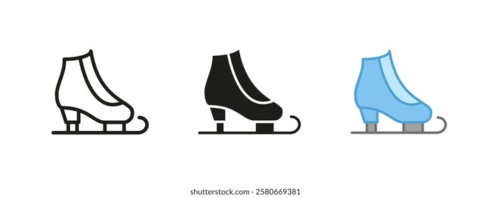 Skates ice icon. Winter skating vector illustration. Professional equipment symbol. Speed and recreation sign. Cold outdoor activity and competitive sport concept.