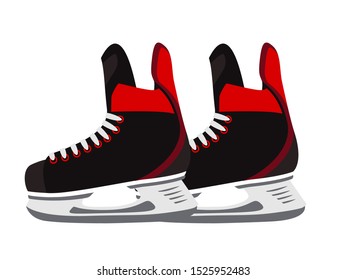 Skates for ice rink flat vector illustration. Professional figure skating attribute. Hockey player, skater accessory. Shoes with sharp blades isolated on white background. Winter sport symbol