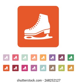 The skates icon. Figure skates symbol. Flat Vector illustration. Button Set