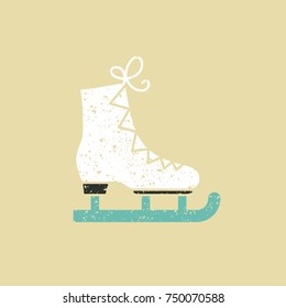 The skates icon. Figure Skates symbol. Flat icon in retro style