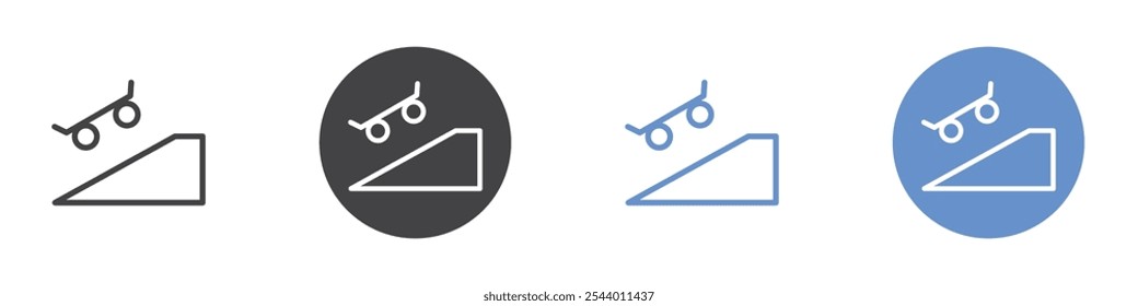Skates icon Flat set in black and white color
