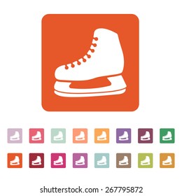 The skates icon. Hockey skates symbol. Flat Vector illustration. Button Set