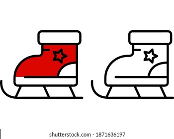 skates icon isolated on white background. Ice skate shoes icon. Sport boots with blades. Logo design template element. Vector