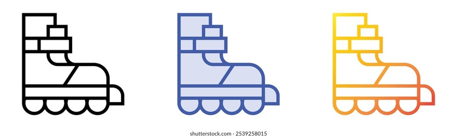skates icon. Linear, Blue Fill and Gradient Style Design Isolated On White Background