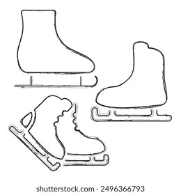skates icon set, brush strokes on a white background. Vector illustration.