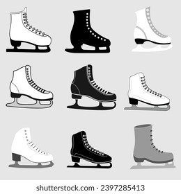 Skates icon vector set. Ice Skate illustration sign collection. Figure skating symbol or logo.