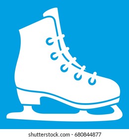 Skates icon white isolated on blue background vector illustration