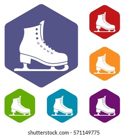 Skates icons set rhombus in different colors isolated on white background