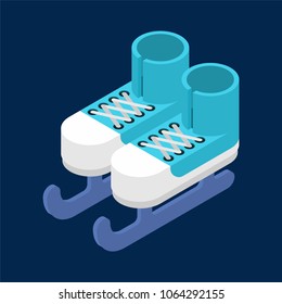 Skates isolated isometric style. shoes for ice skating.