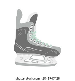 Skates isolated on a white background. Ice hockey. Sport equipment. Blade. Laces. Vector illustration. Eps 10.