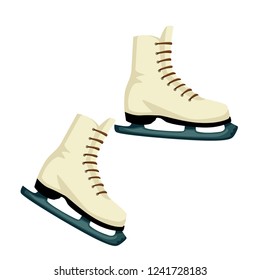 Skates of leather, footwear for skating with blade on sole