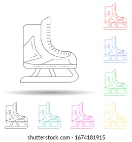 skates multi color style icon. Simple thin line, outline vector of winter icons for ui and ux, website or mobile application