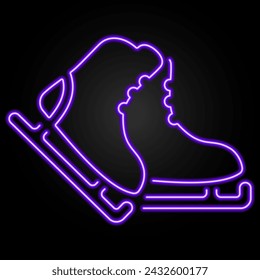 skates neon sign, modern glowing banner design, colorful modern design trend on black background. Vector illustration.