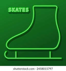 skates neon sign, modern glowing banner design, colorful modern design trend on black background. Vector illustration.