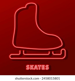 skates neon sign, modern glowing banner design, colorful modern design trend on black background. Vector illustration.