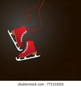 skates on the background of a Christmas tree